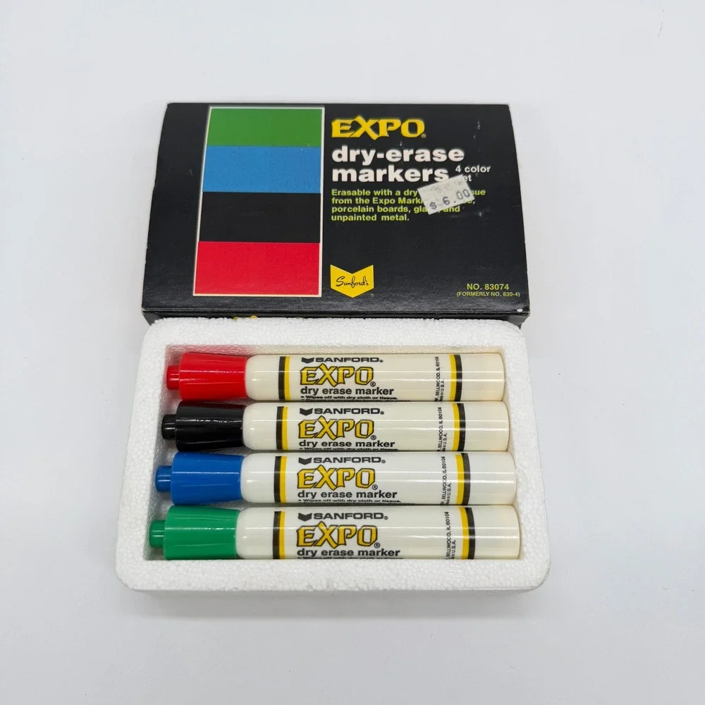 Vintage Sanford Expo Dry Erase Markers 4 Color Set 83074 Chisel Tip SMELLY